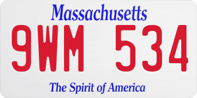 MA license plate 9WM534