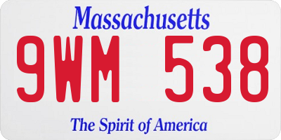 MA license plate 9WM538