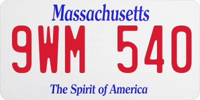 MA license plate 9WM540