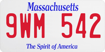 MA license plate 9WM542