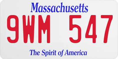 MA license plate 9WM547