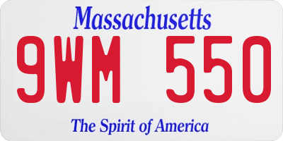 MA license plate 9WM550