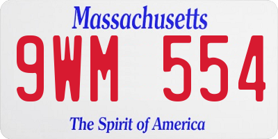 MA license plate 9WM554
