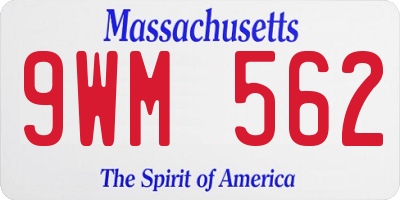 MA license plate 9WM562
