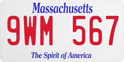 MA license plate 9WM567