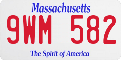 MA license plate 9WM582