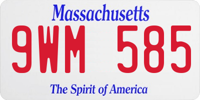 MA license plate 9WM585