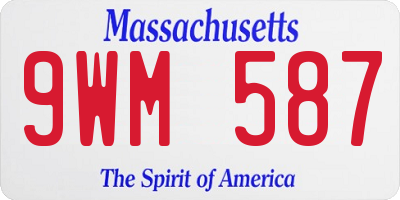 MA license plate 9WM587