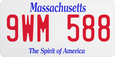 MA license plate 9WM588