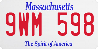 MA license plate 9WM598