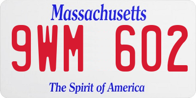 MA license plate 9WM602
