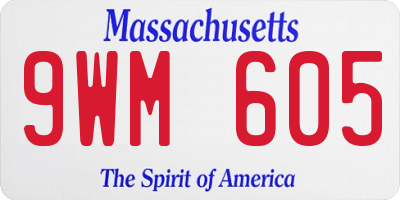 MA license plate 9WM605