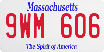 MA license plate 9WM606
