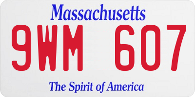 MA license plate 9WM607