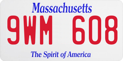 MA license plate 9WM608