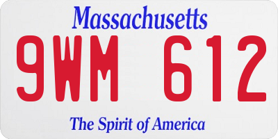 MA license plate 9WM612
