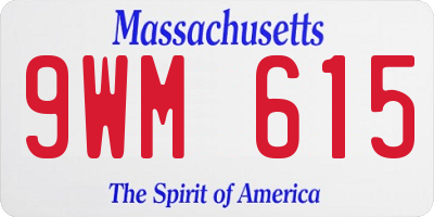 MA license plate 9WM615