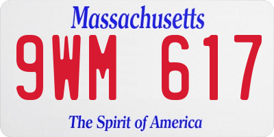 MA license plate 9WM617