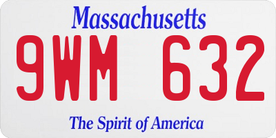 MA license plate 9WM632