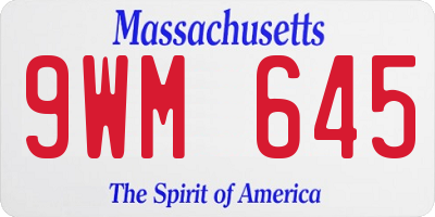 MA license plate 9WM645