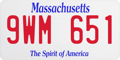 MA license plate 9WM651