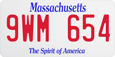 MA license plate 9WM654