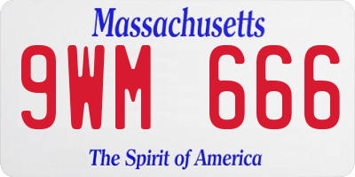 MA license plate 9WM666