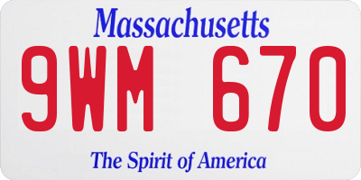 MA license plate 9WM670