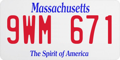 MA license plate 9WM671