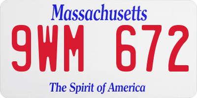 MA license plate 9WM672