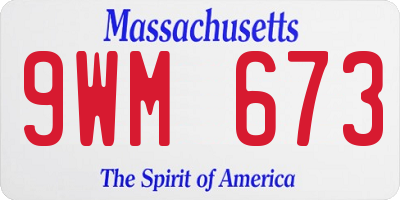 MA license plate 9WM673