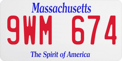 MA license plate 9WM674