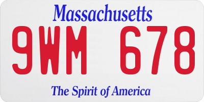 MA license plate 9WM678