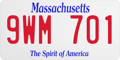 MA license plate 9WM701