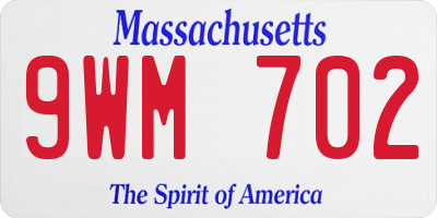 MA license plate 9WM702