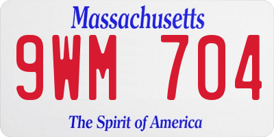 MA license plate 9WM704