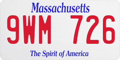 MA license plate 9WM726