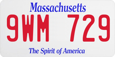 MA license plate 9WM729