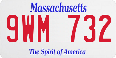 MA license plate 9WM732