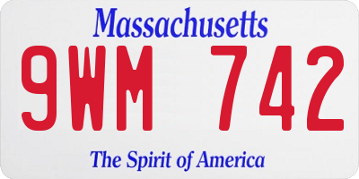 MA license plate 9WM742