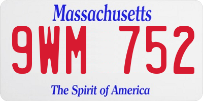 MA license plate 9WM752