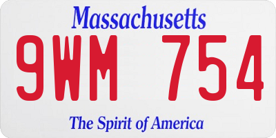 MA license plate 9WM754