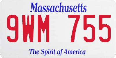 MA license plate 9WM755