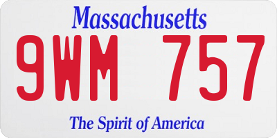 MA license plate 9WM757