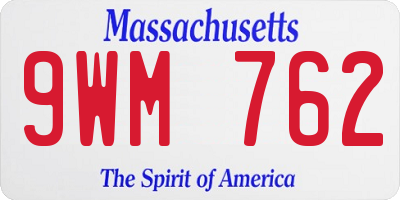 MA license plate 9WM762