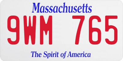 MA license plate 9WM765