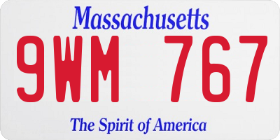 MA license plate 9WM767