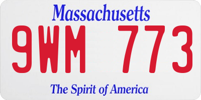 MA license plate 9WM773