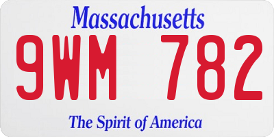 MA license plate 9WM782