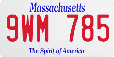 MA license plate 9WM785